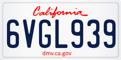 CA license plate 6VGL939