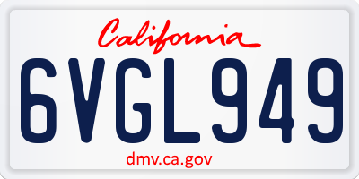 CA license plate 6VGL949