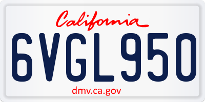 CA license plate 6VGL950