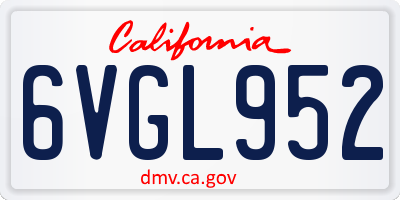 CA license plate 6VGL952