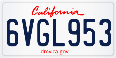 CA license plate 6VGL953
