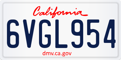 CA license plate 6VGL954