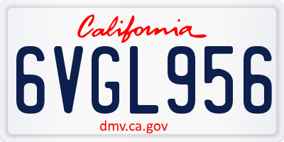 CA license plate 6VGL956
