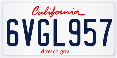 CA license plate 6VGL957