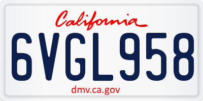 CA license plate 6VGL958