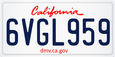 CA license plate 6VGL959