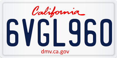 CA license plate 6VGL960