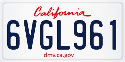 CA license plate 6VGL961