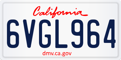 CA license plate 6VGL964