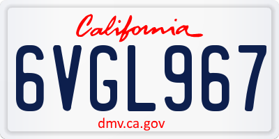CA license plate 6VGL967