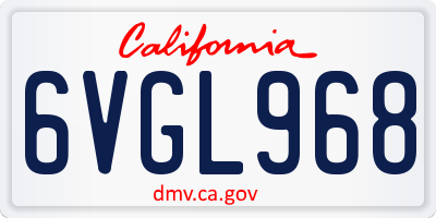 CA license plate 6VGL968