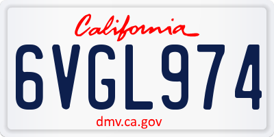 CA license plate 6VGL974