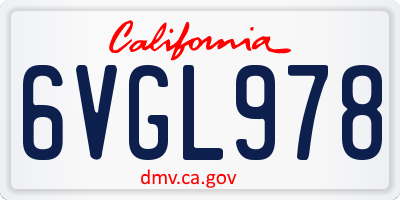 CA license plate 6VGL978