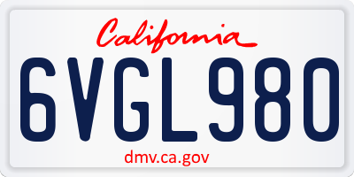 CA license plate 6VGL980