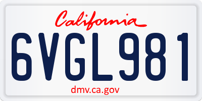 CA license plate 6VGL981