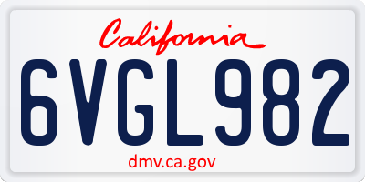 CA license plate 6VGL982