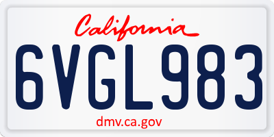 CA license plate 6VGL983