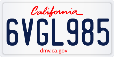 CA license plate 6VGL985
