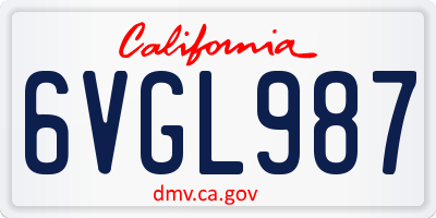 CA license plate 6VGL987