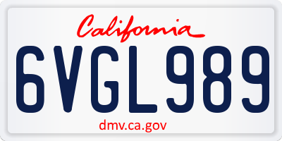 CA license plate 6VGL989