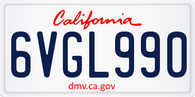 CA license plate 6VGL990