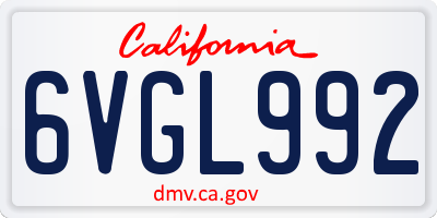 CA license plate 6VGL992
