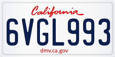 CA license plate 6VGL993