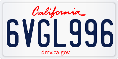 CA license plate 6VGL996