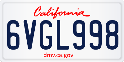 CA license plate 6VGL998
