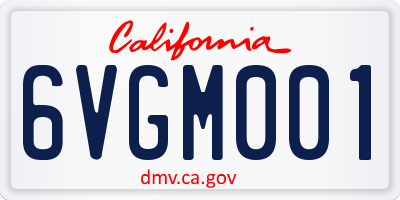 CA license plate 6VGM001