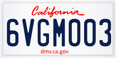 CA license plate 6VGM003