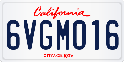 CA license plate 6VGM016