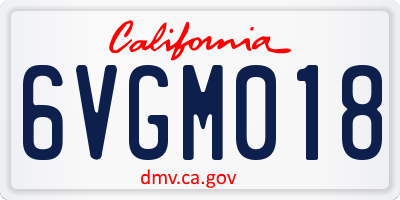 CA license plate 6VGM018