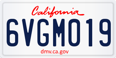 CA license plate 6VGM019