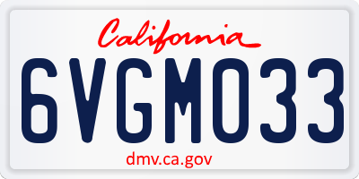 CA license plate 6VGM033