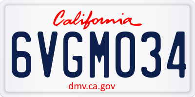 CA license plate 6VGM034