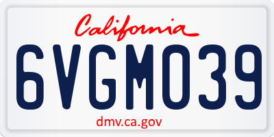 CA license plate 6VGM039