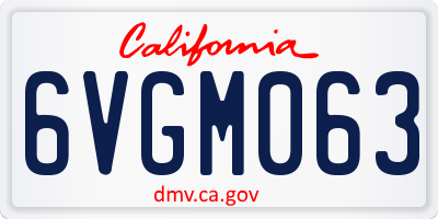 CA license plate 6VGM063