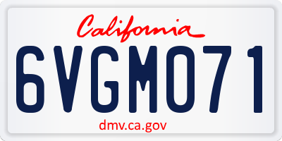 CA license plate 6VGM071