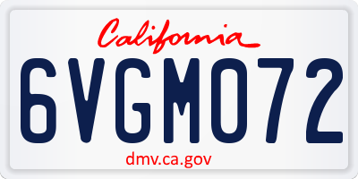 CA license plate 6VGM072