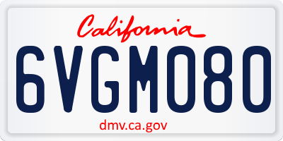 CA license plate 6VGM080