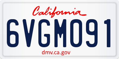 CA license plate 6VGM091