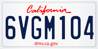 CA license plate 6VGM104