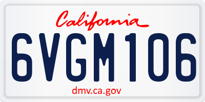 CA license plate 6VGM106