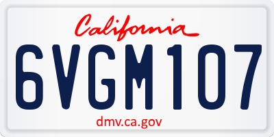CA license plate 6VGM107