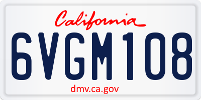 CA license plate 6VGM108