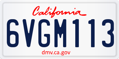 CA license plate 6VGM113
