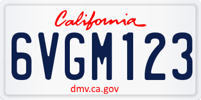 CA license plate 6VGM123