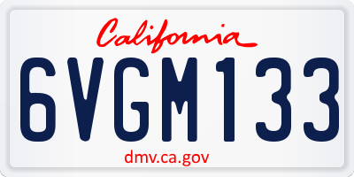 CA license plate 6VGM133