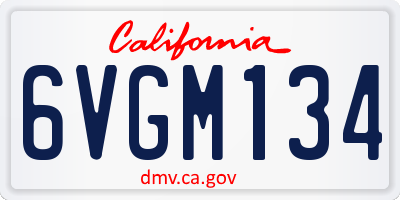 CA license plate 6VGM134